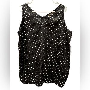 Lange satin Black and White Polka Dot Sleeveless Blouse size 14/16